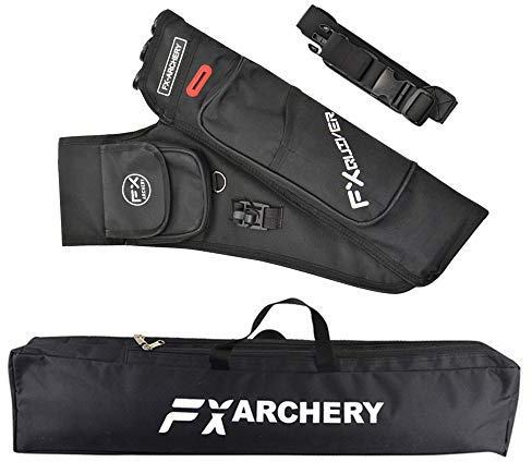 SHARROW Bogenschießen Takedown Recurve Bogen Tasche Bogentasche Bogenkoffer mit Seitenköcher 3-Röhrenköcher Pfeilköcher Pfeile Halter für Bogenjagd und Schießen (Schwarz)