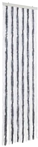 vidaXL Moustiquaire Rideau d'Insectes de Porte Rideau Contre Mouches Moustiques Caravane Extérieur Maison Mobile Gris et Blanc 56x200 cm Chenille