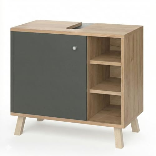 Vicco Waschbeckenunterschrank Senyo, Anthrazit, 60 x 54 cm | zur Wandmontage geeignet und kombinierbar mit Senyo Möbeln