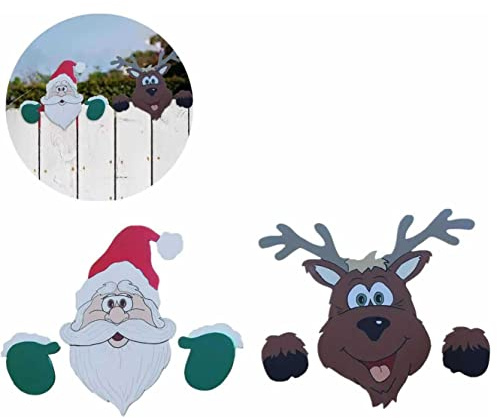 YYDX Recinzioni Decorative di Babbo Natale e alci, per Decorazioni Natalizie per recinzioni da Giardino all'aperto 2 Pezzi
