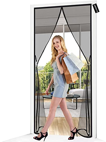 Fliegengitter TüR Magnet 100 x 190 cm Fliegengitter Balkontür Insektenschutz mit Heavy Duty Mesh für Balkontür Terrassentür Wohnzimmer Ohne Bohren Schwarz