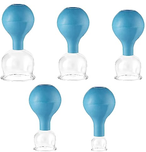 Set di Coppette per Coppettazione in Silicone, 5 Pezzi Coppette Massaggio in Vetro con Sfera di Aspirazione, Set di Coppettazione, Coppette per Massaggio, per un Cupping Therapy Contro la Tensione