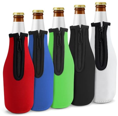 DEANKEJI 5 pezzi da 10 oz 300 ml di refrigeratore per bottiglie di birra, in tessuto, refrigeratore per lattine, può isolare e tenere bevande di birra