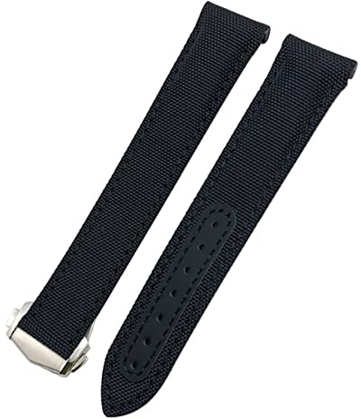 EZZON 20 mm Canvas-Lederarmband für Omega Seamaster 300 Speedmaster AT150 Planet Ocean, Nylon-Uhrenarmband, 20 mm, Achat