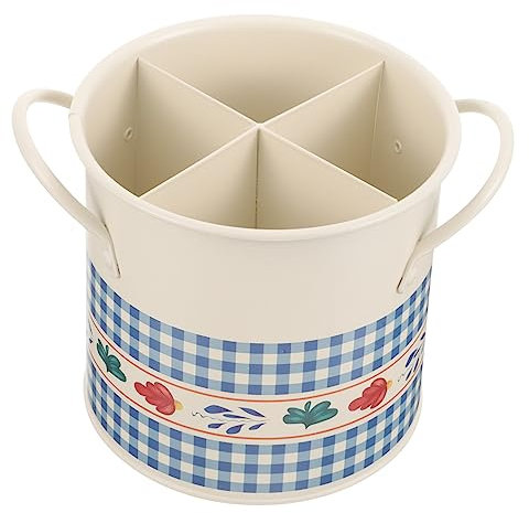Zerodeko Retro Besteckeimer Aus Kunststoff Mit 4 Fächern Utensilienhalter Küche Arbeitsplatte Griff Küchenbesteck Organizer