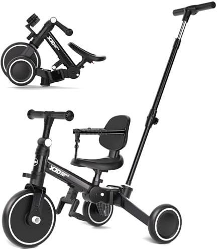XJD 5 en 1 Vélo Draisienne Tricycle pour Enfants de 1-3 Ans Premier Vélo d'Entraînement d'Équilibre Véhicule avec Pédale Cadeau pour Filles Garçons Léger