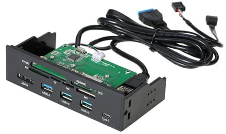iFutniew Lector de Tarjetas de 5,25 Pulgadas Lector de Tarjetas Interno Medios Tablero Multifunción PC Panel Frontal Tipo-C USB 3.1 USB 3.0