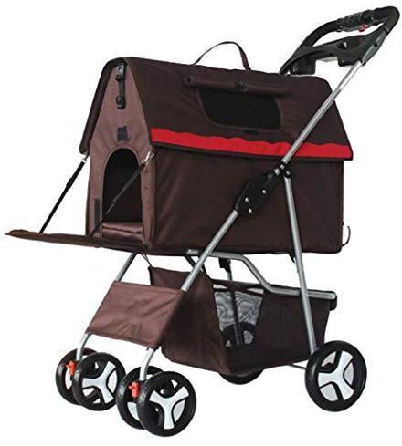 Verbesserte Haustier-Buggys für kleine und mittelgroße Hunde, Haustier-Buggy für Katzen und Hunde, teilbarer Hunde-/Katzen-Kinderwagen, Buggy, Kinderwagen, leichtes, zusammenklappbares Gestell mit 4
