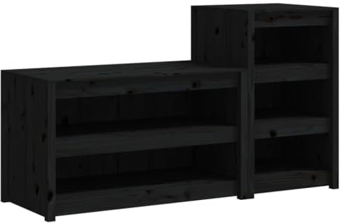 vidaXL Outdoor Kitchen Cabinets/Cupboard Sideboard - Black Pine Wood - Ample Storage, Modular Design - Set of 2