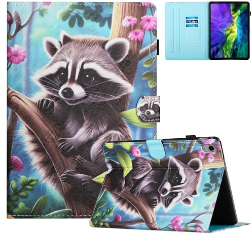 Mldjomid Hülle für iPad 11 Zoll (A16) 11.Generation 2025/10.9 Zoll 10.Generation 2022 PU Leder Tablette Schützhülle Multi-Winkel Ständer Tablet Cover Case, mit Auto Schlaf/Aufwach, Waschbär