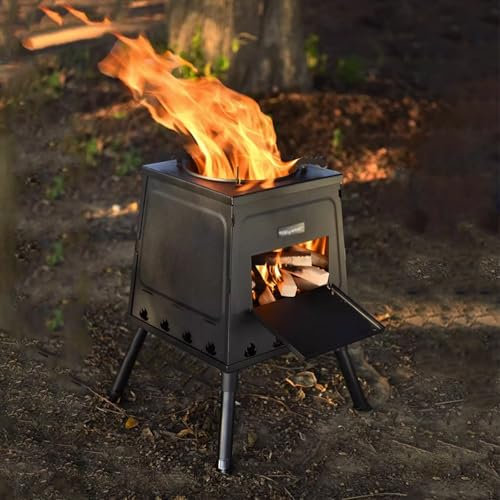 Holzofen Wohnzimmer Klein mit Faltbarem Design, Holzofen Zum Kochen for Zelt, Leicht Zu Transportieren, Tragbarer Holzofen for Camping, Kleiner Heizbrennerofen(22 * 36cm)