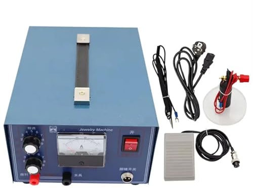 BDJSN Saldatrice per Gioielli da 300 W, Saldatrice a Punti Elettrica Regolabile da 0,5-50 A, Saldatrice a Punti Portatile a Impulsi per Acciaio Platino Oro Argento Fai da Te, con Pedale