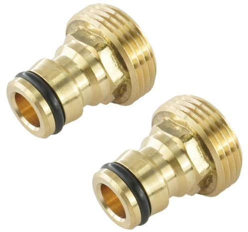 Hydrogarden Tuyau d'arrosage connecteur Rapide 1 Pouce en Laiton Filetage mâle Tuyau buse Adaptateur de Connexion Rapide (Lot de 2)