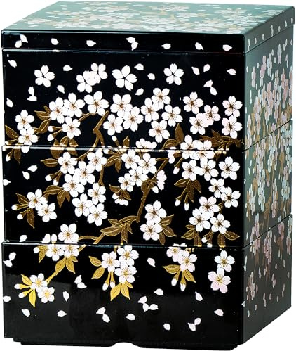 JADE TEMPLE Bento Box 3 pezzi con coperchio fiori di ciliegio – 1 set