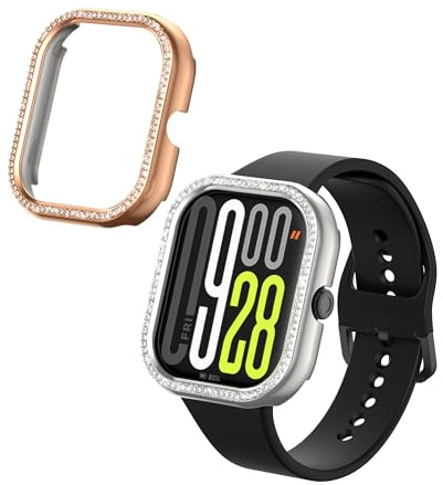 kwmobile Protector Reloj Inteligente Compatible con Xiaomi Redmi Watch 4 / Watch 5 / Watch 5 eSIM Protector Pantalla Reloj - 2X Carcasa Antigolpes para Esfera Smartwatch - Plata/Oro Rosa