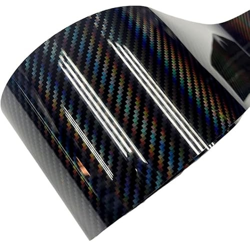WANGSHAOWEI Autofolie Superglänzend, 10 cm Breite, rot, holografische Kohlefaser-Vinylfolie, DIY-Aufkleber for Auto, Laptop, selbstklebendes Blatt Auto Folie(Noir,10CM X 100CM)
