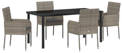 vidaXL Gartensessel mit Kissen im 4er Set in Grau aus Poly Rattan. Bequeme Outdoor-Möbel für Terrasse und Lounge.