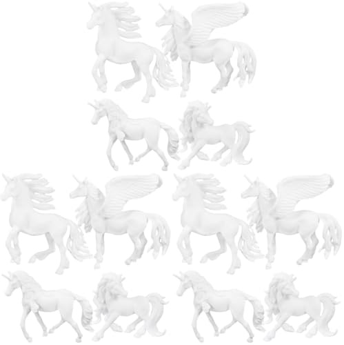 HANABASS 3 Sätze Farbiges Pegasus - Kleine Einhornfiguren Zum Selbermachen Einhorn- Zum Selbermachen Einhorn-diy-malspielzeug Einhorn-bastelarbeiten Abs Weiß 4 Stück * 3