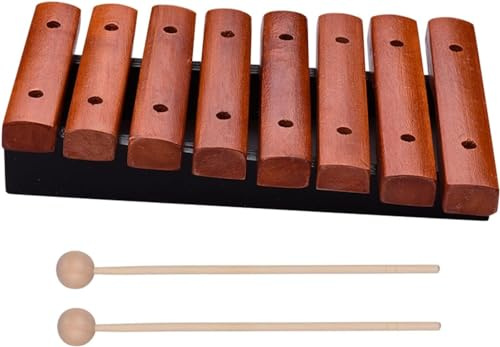 Xylofon Glockenspiel, Xylofon musikinstrument 8 anteckningar trä xylofon inklusive 2 träklubbor för barn