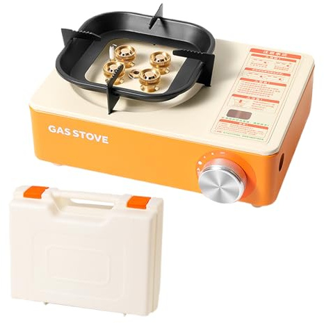 Stufa da campeggio - Bruciatore con custodia, 6000 W portatile ad alta potenza, accensione automatica, utensili da cucina per esterni, ideale per escursioni, spedizioni, viaggi in camper