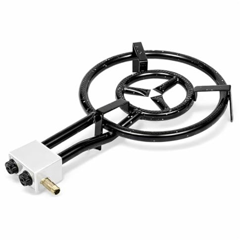 PALUPLUS Bruciatore a Gas per Padelle o Paellera, Diametro 40 cm, Bruciatore a 2 Fuochi in Acciaio Smaltato con Doppio Regolatore Fiamma, Adatto a padelle da 30 a 60 cm, Potenza 11,4 Kw -4000F