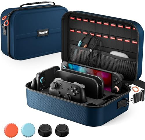 ZOZOVR Switch 2 Custodia per Nintendo Switch 2 (2025), Custodia Rigida Portatile con Protezione Totale da Viaggio, 20 Slot per Giochi, Borsa Grande Antipolvere per Switch 2 Accessori, Blu