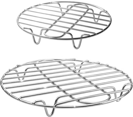 PARFCO 2 Pezzi Griglie di Raffreddamento Rotonde in Acciaio Inox, Griglia per Forno 27,5 cm e 20 cm, Griglia per Glassare Dolci, Griglie Multiuso con Piedini Alti 3 cm per Raffreddare