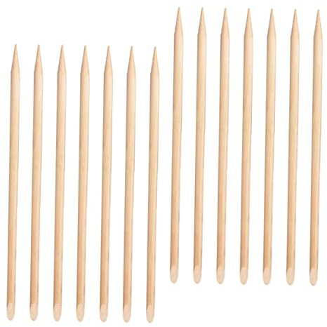 Bastoncini per Cuticole 100 Pezzi in Legno, Doppia Punta | Colore Khaki, Monouso per Manicure e Pedicure, Estremità Appuntita e Piatta per Uso DIY