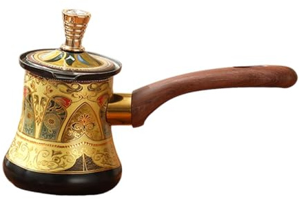 MagiDeal Turkish Coffee Pot Coffee Maker with Lid for Gas Stoves Multifunctional Tea Brew Pot Chocolate Butter Milk Cup for Camping, 550ml