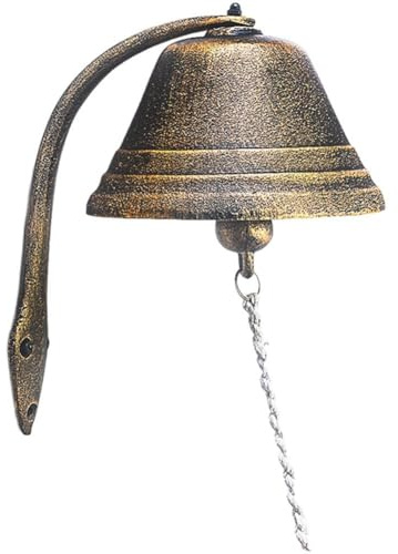 Brxmpn Vintage-wandglocke Aus Gusseisen, Handgeklopft, Für Außentür, Garten, Hof, Und Innenbereich