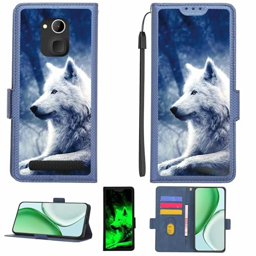 Kinetijy Case Compatible for IQU SMARTEasy Q50 Seniors Smartphone Phone Case Flip Cover [with Tempered Glass Screen Protector][RFID Blocking][Luminous Effect] LPT-Lang