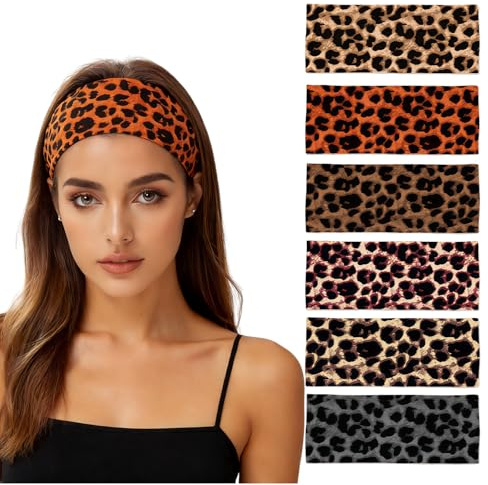 Bubaxuce Bandeaux Pour Femmes Léopard Tendance Guépard Large Bandeaux Antidérapants Enveloppants Élastiques Extensibles Bandanas Sport Mode Accessoires Capillaires