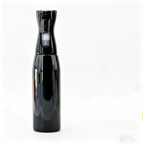 Omengyan Continuous Mist Spray Bottle, Fine High-Pressure Mist, 360° Upside-Down Spray, Food-Grade PP, Black and White, 200ml, 300ml, 500ml Bottle for hair styling, plants, pets (black, 300ml)