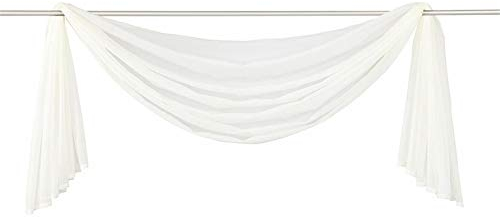 Nicole Knupfer 1er-Pack Querbehang Transparente Voile Schals Deko Einfarbige Gardinen Dekoschals Vorhang für Schlafzimmer Wohnzimmer Hochzeit (Cremeweiß,140 * 500cm)