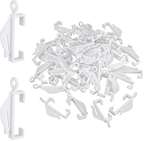 PLASTIFIC Curtain Rail Track Glider Hooks White Plastic Curtain Hooks Sliding Hook Gliders for Shower Rail and Picture Rail Glider Ring Hooks (Pack of 100)