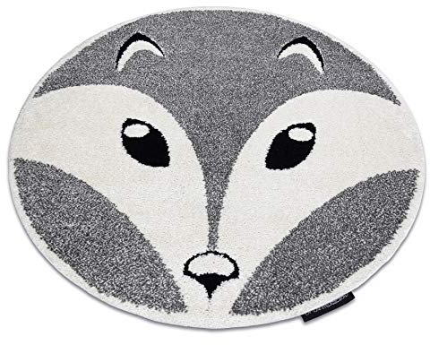 rugsx Moderne Kinderteppiche Joy Fox, Fuchs, für Babyzimmer, Spielteppiche, Kinderzimmer, strukturelle Zwei Ebenen des Vlieses grau/Creme Kreis 140 cm
