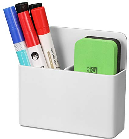 CASEBOT Stifthalter Magnetisch, Stifthalter Trocken Abwischbarer Markerhalterung für Whiteboard, Magnettafel Kühlschrank Spind sowie die metallische Oberflächen Marker Organizer Storage, Weiß
