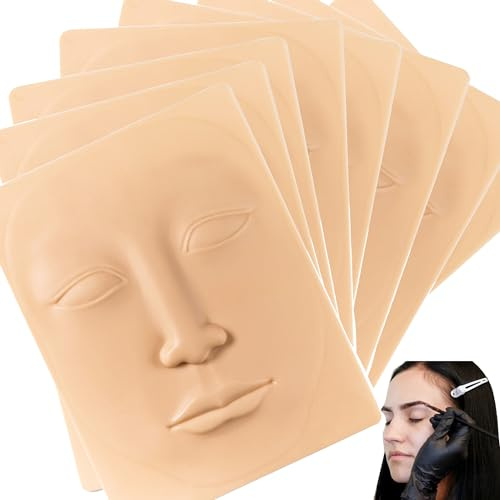 XUBX 8 Piezas Tatuaje práctica de la piel, alfombrillas de piel sintética, para práctica de tatuajes, Hojas de Pieles de Tatuaje de Cejas Piel de Práctica, Microblading Piel de Práctica