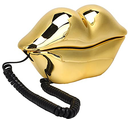 Téléphone Fixe de Bureau Filaire à Lèvre d'or, Téléphone Fixe de Bureau D'hôtel, Téléphone Décoratif Créatif avec Fonction de Stockage D'appels