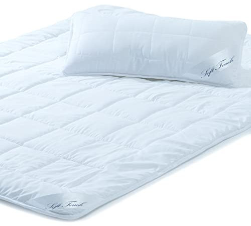 aqua-textil Soft Touch 1x Kopfkissen 40 x 80 cm Set inkl Bettdecke Sommerdecke 135 x 200 cm Steppdecke Sommer Decke