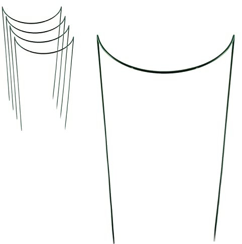 5 STÜCK Pflanzenstütze halbrund - Ø 38 cm - 100 cm hoch - aus 4mm kunststoffummantelten Draht - Für den Garten - Metal - Buschstütze - Staudenstütze - Pflanzbogen Staudenhalter Rankhilfe Pflanzenring