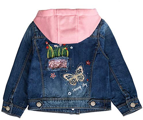 Peacolate 2-11Years Little Girls Sequin Coats Embroidery Denim Jacket(Butterfly,10-11y)