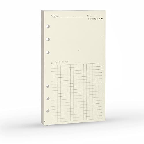 Ricarica per raccoglitore A6, inserti per raccoglitore a 6 anelli, per Filofax/Diario personale, bianco e a griglia, 45 fogli/90 pagine, qualità 100 g/m², Harphia (A6 9,5 x 17,2 cm, blocco note)