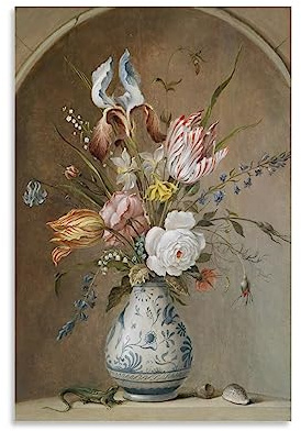 MHART Balthasar Van Der Ast Art Print Poster Floral Botanical Still Life Poster Home Decor Poster Wall Art Hanging Picture Print Bedroom Decorative Painting Posters Room Aesthetic 24x36inch(60x90cm)
