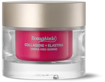Bottega Verde - Collagene + Elastina, Crema Viso Giorno Antietà e Antirughe, 50 ml, Azione Elasticizzante, Favorisce la Produzione di Collagene e Elastina, Tutti i Tipi di Pelle