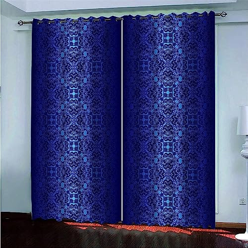 Vorhang Blickdicht Ösen Thermo Verdunkelungs Polyester Gardinen 2 Stück 3D Blauer Stil Für Schlafzimmer Wohnzimmer Kinder Oder Babyzimmer - Bedruckt
