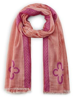 CODELLO Damen Schal aus Baumwoll-Jacquard mit Logo-Flowers und XL-Leo