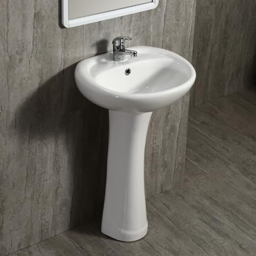 WYRMB Badezimmer-Waschbecken, kleines Apartment, Standwaschbecken, Kratzfest, Shampoo-Becken für Hotel, Wohnmobil, Küche, Waschraum, Gästebad, Restaurant (weiß, 86 x 47,5 x 31 cm)