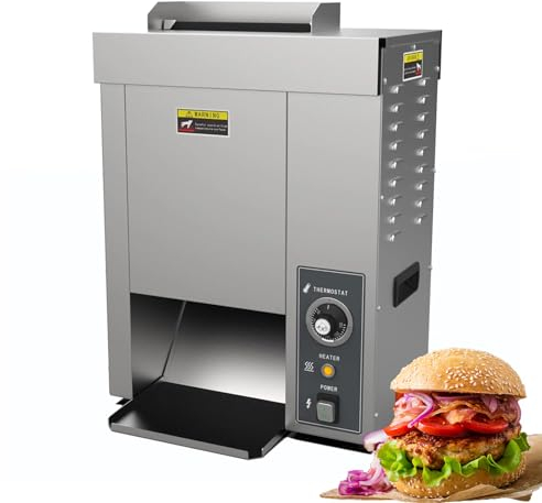 XNZJHPP Macchina per Hamburger Verticale Commerciale, tostapane per panini per ristoranti Fast Food, grigliatura Automatica illimitata a Catena, doratura 50-300 ° C Regolabile