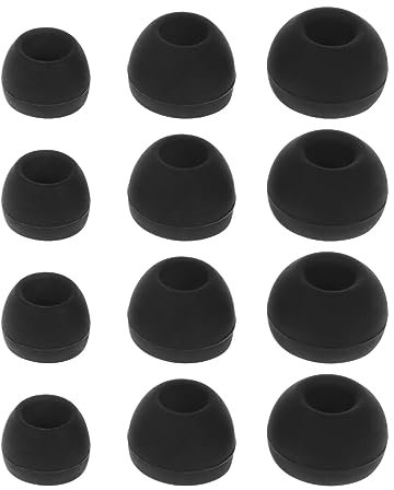 HIOPOIUYT Lot de 12 embouts en silicone pour écouteurs de tailles S/M/L - Embouts souples en caoutchouc souple - Compatibles avec étui